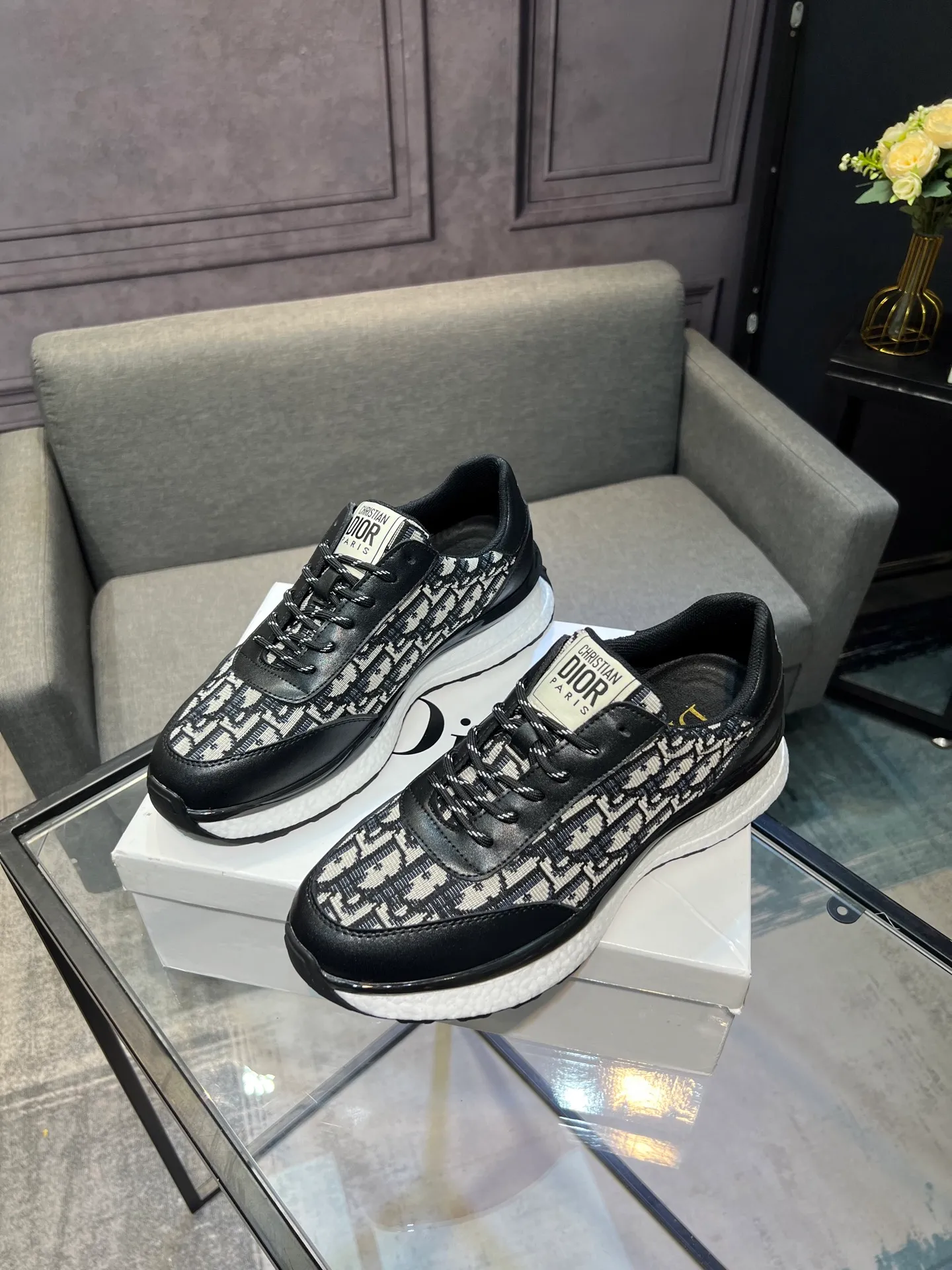 💰¥440【Dior】🔝The latest masterpiece of high-end men's shoes brand: original special cloth fabric imported from Italy + cowhide + imported sheepskin lining🔥Original toe-cap rubber outsole Soft and comfortable, making walking more convenient and comfortable! Size: 38-44 (45 can be customized)